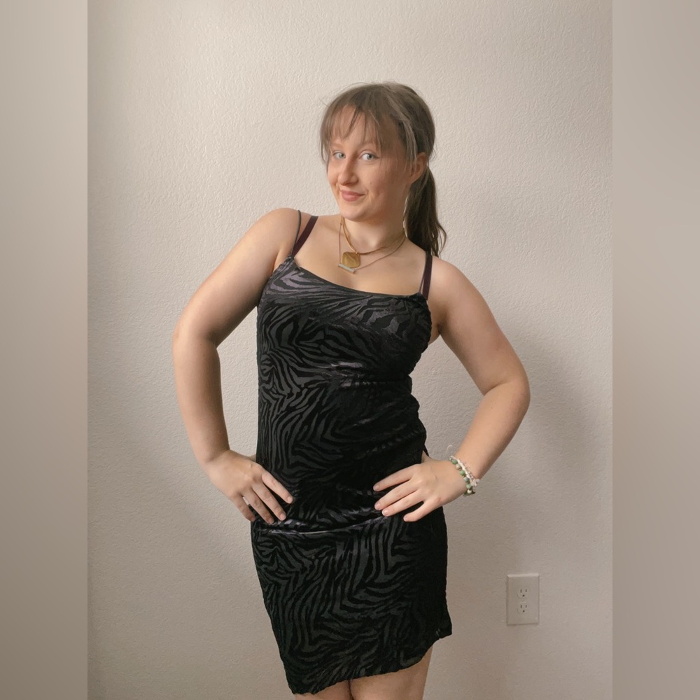 Velvet Zebra Print Sleeveless Midi Dress